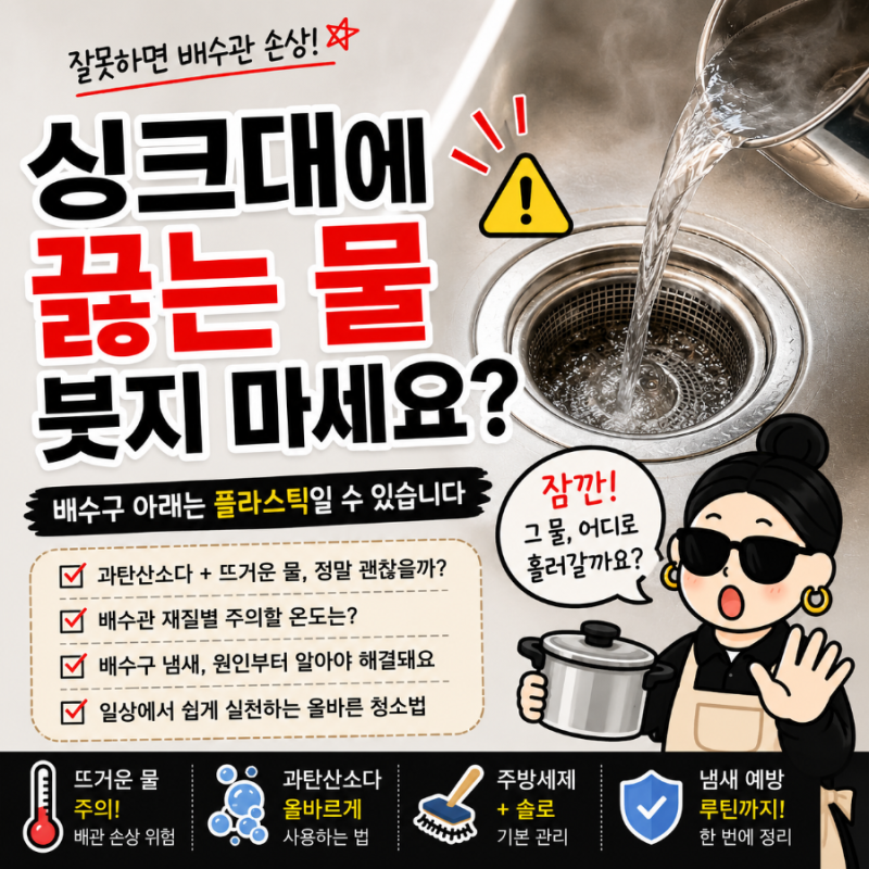 싱크대 배수구에 끓는 물 붓고 있다면? 올바른 배수구 청소법