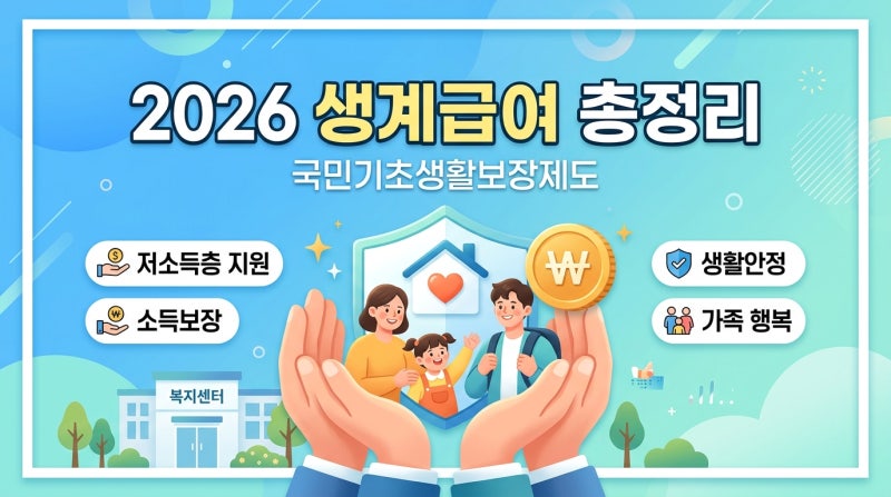 소득 없으면 1인 월 82만 원, 2026 생계급여 총정리 (부양의무자·청년공제·자동차 완화)