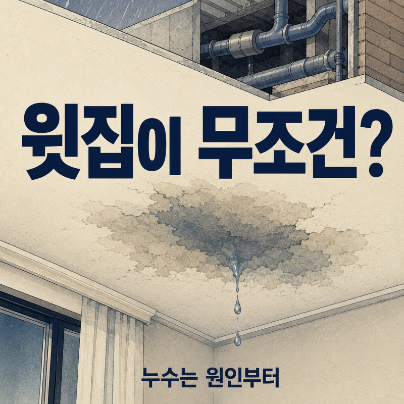 아파트 누수 책임 누가 부담? 윗집·관리사무소·외벽·옥상·누수탐지비 기준