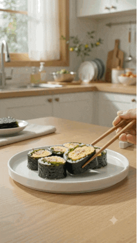 다이어트 김밥 레시피｜곤약밥에 미역·계란 4개·참치 넣어 든든하게 만들기