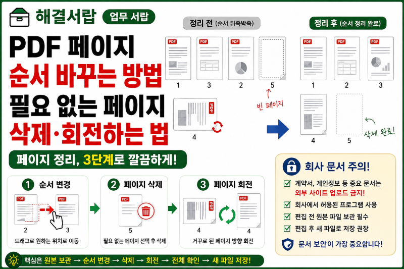PDF 페이지 순서 바꾸는 방법｜필요 없는 페이지 삭제·회전하는 법
