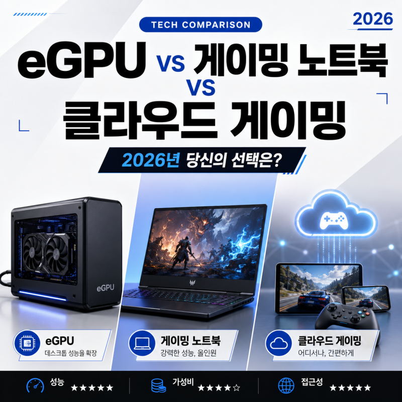eGPU vs 고성능 게이밍 노트북 vs 클라우드 게이밍: 2026년, 당신의 선택은?