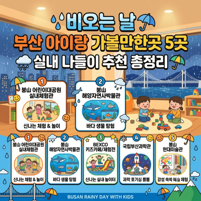 비오는 날 부산 아이랑 가볼만한곳 5곳 | 실내 나들이 추천 총정리 ☔