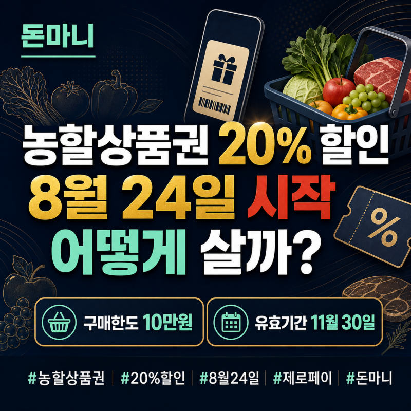 농할상품권 20% 할인 8월 24일 시작, 어디서 사고 어디서 쓸까? 구매시간·한도 총정리
