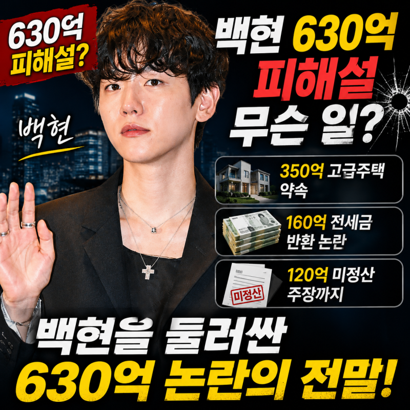 백현 630억 피해설 무슨 일?｜350억 고급주택 약속부터 160억 전세금·120억 미정산 주장까지