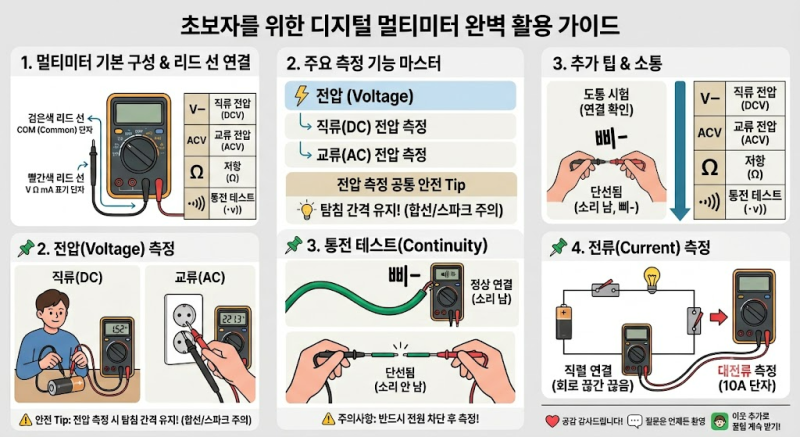 [초보자도 10분 만에 마스터하는 디지털 멀티미터 사용법: 전압·전류 측정부터 통전 테스트....