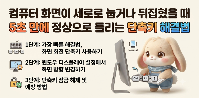 컴퓨터 화면이 세로로 눕거나 뒤집혔을 때 5초 만에 정상으로 돌리는 단축키 해결법