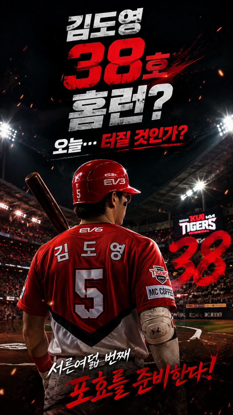 <b>김도영 38호 홈런</b> 터질까?  KIA 해결사의 오늘도 한 방을 기다린다!