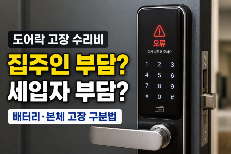 도어락 고장 수리비 집주인 부담일까? 배터리·본체 고장 구분법