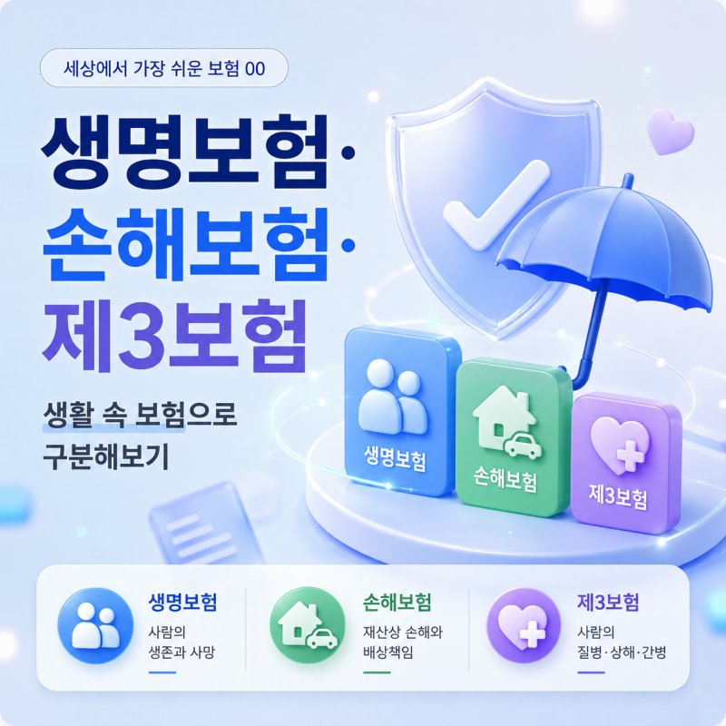 [세상에서 가장 쉬운 보험 00] 보험종류 구분.생명보험·손해보험·제3보험