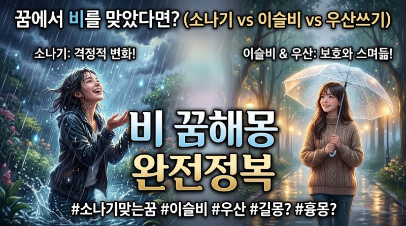 소나기,이슬비 맞는꿈,우산쓰는 꿈해몽