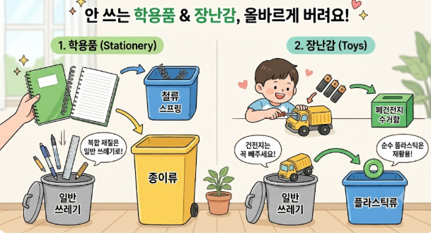 학용품, 장난감, 소형 가전 올바르게 버리는 방법