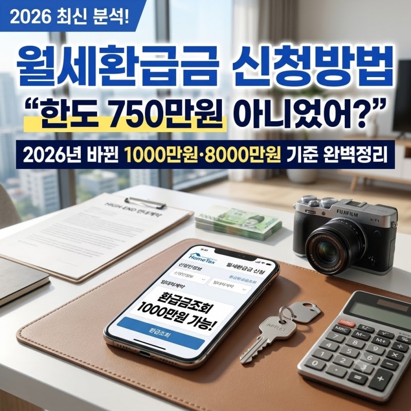 월세환급금 신청방법 "한도 750만원 아니었어?" 2026년 바뀐1000만원·8000만원 기준 완벽정리