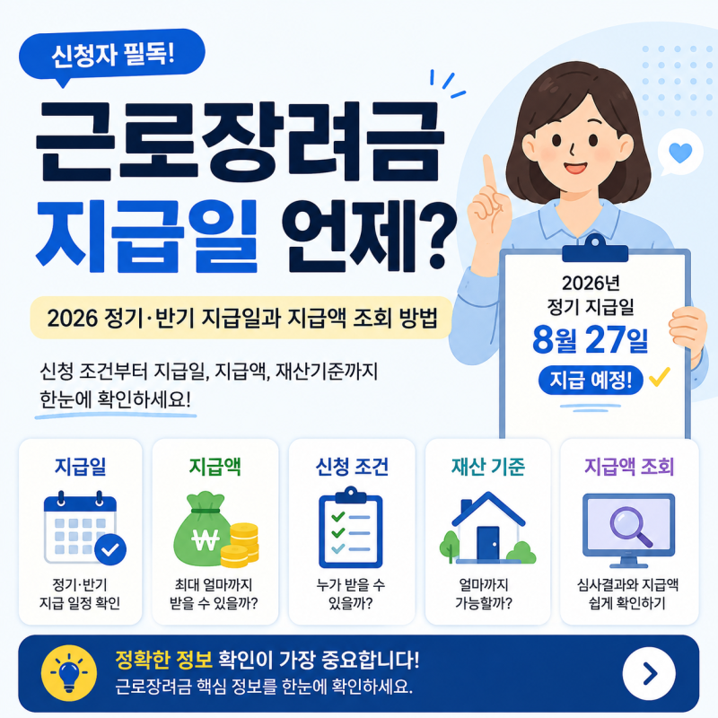 근로장려금 지급일 언제? 2026 정기·반기 지급일과 지급액 조회 방법