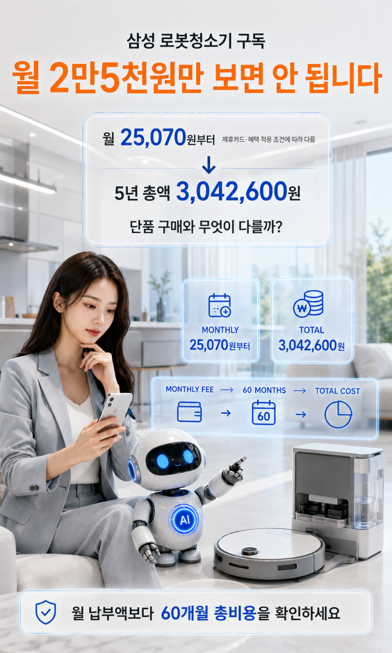 삼성 로봇청소기 월 2만5천원, 정말 저렴할까?