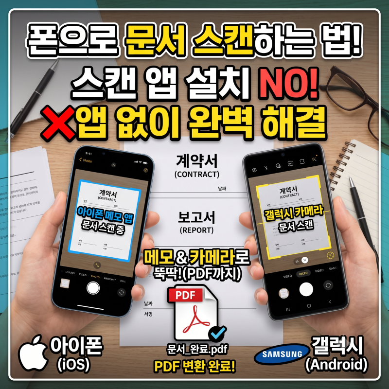 폰으로 문서 스캔하는 법 | 스캔 앱 깔지 마세요, 메모와 카메라로 PDF까지 (아이폰·갤럭시)