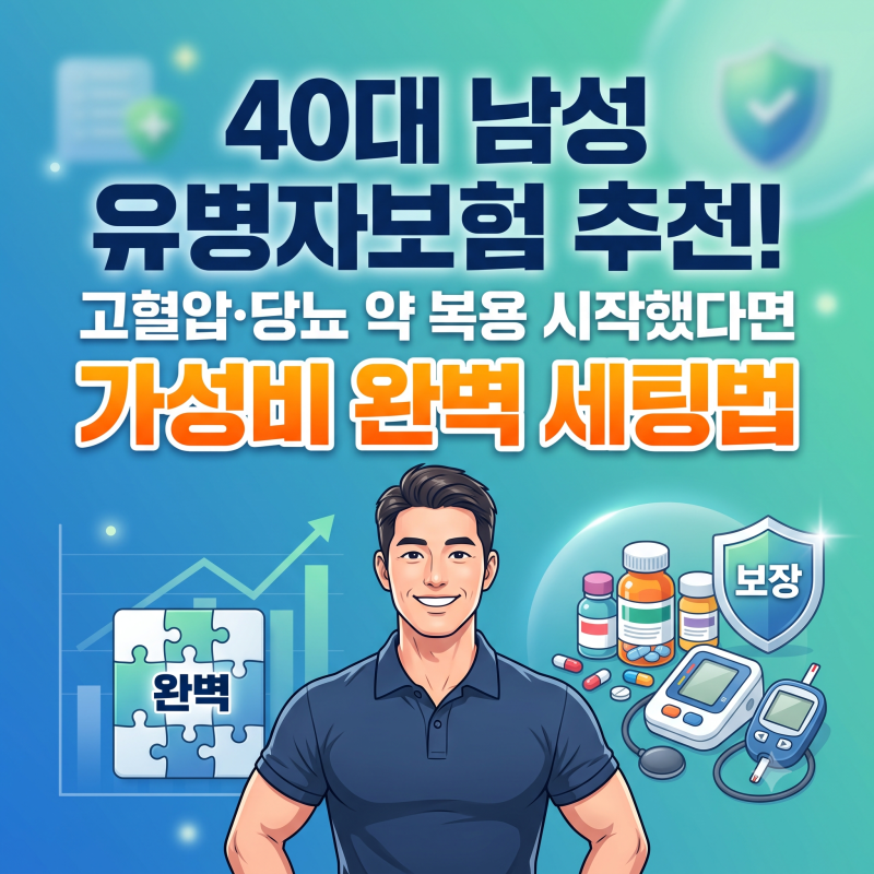 40대 남성 유병자보험 추천! 고혈압·당뇨 약 먹고 있어도 가성비 완벽 세팅법