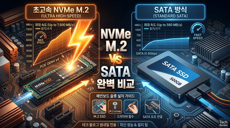 SSD NVMe M.2 vs SATA 방식 속도 차이와 올바른 설치법 (메인보드 장착 시 주의사항)