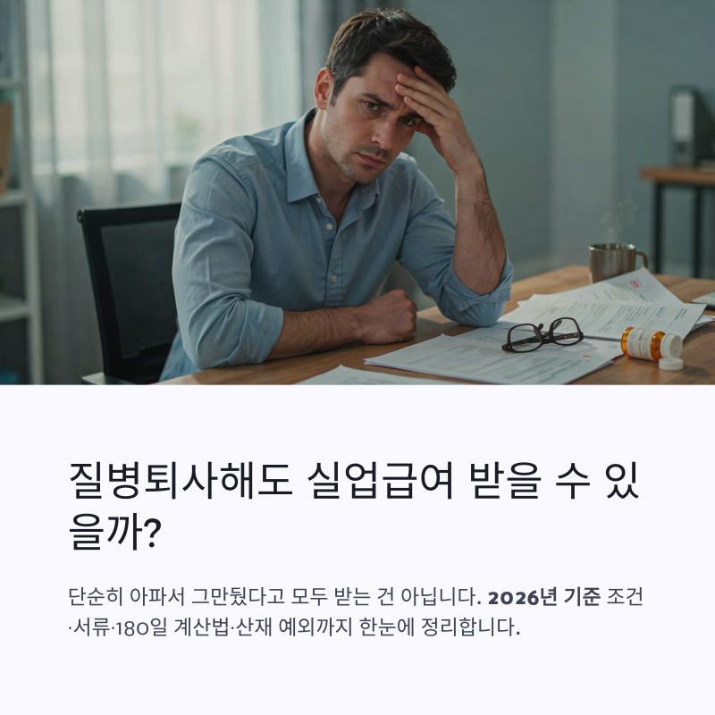 질병퇴사 실업급여 지원금 조건 및 180일 산재 예외 총정리