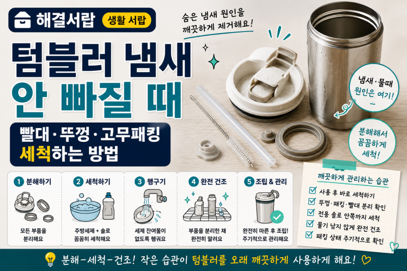 빨대 텀블러·물병 안쪽 냄새날 때｜물때와 고무패킹 세척하는 방법