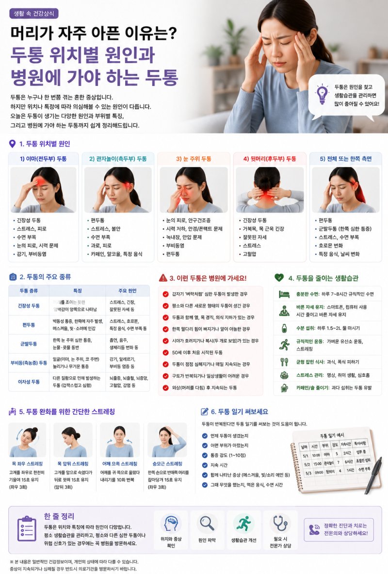 머리가 자주 아픈 이유는? 두통 위치별 원인과 병원에 가야 하는 두통