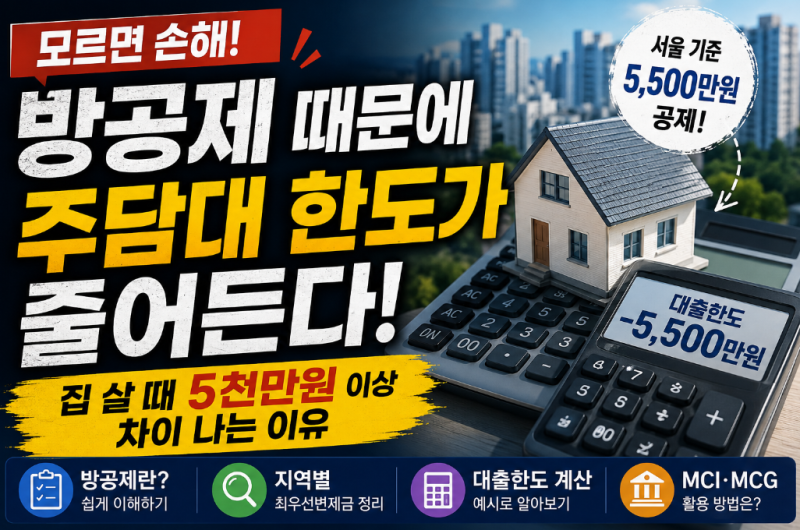 방공제 때문에 주담대 한도가 줄어든다 집 살 때 5천만원 이상 차이 나는 이유