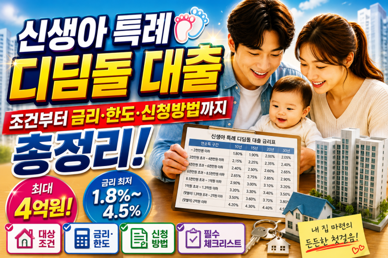 신생아 특례 디딤돌 대출 조건부터 금리·한도·신청방법까지 총정리