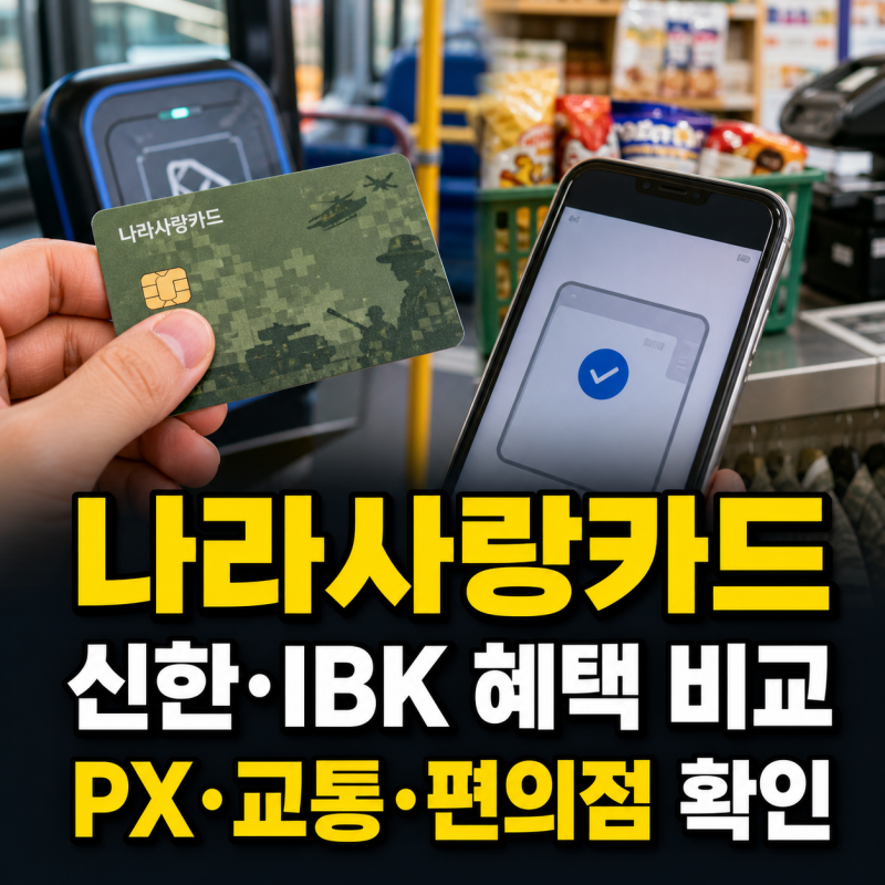 나라사랑카드 혜택 총정리 신한·IBK PX·교통·편의점 비교