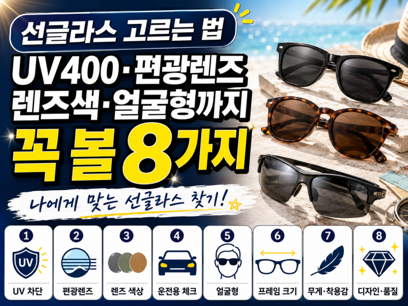 선글라스 고르는 법｜UV400·편광렌즈·렌즈색·얼굴형까지 꼭 볼 8가지