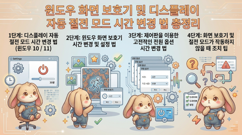 윈도우 화면 보호기 및 디스플레이 자동 절전 모드 시간 변경 법 총정리