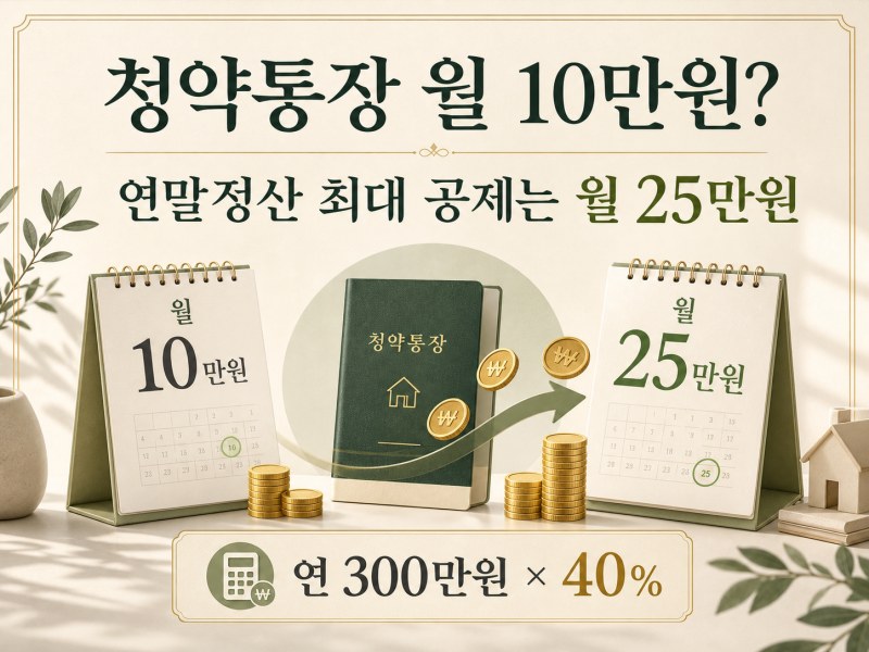 청약통장 10만원씩 넣고 있다면? 연말정산 최대 공제 받으려면 월 25만원