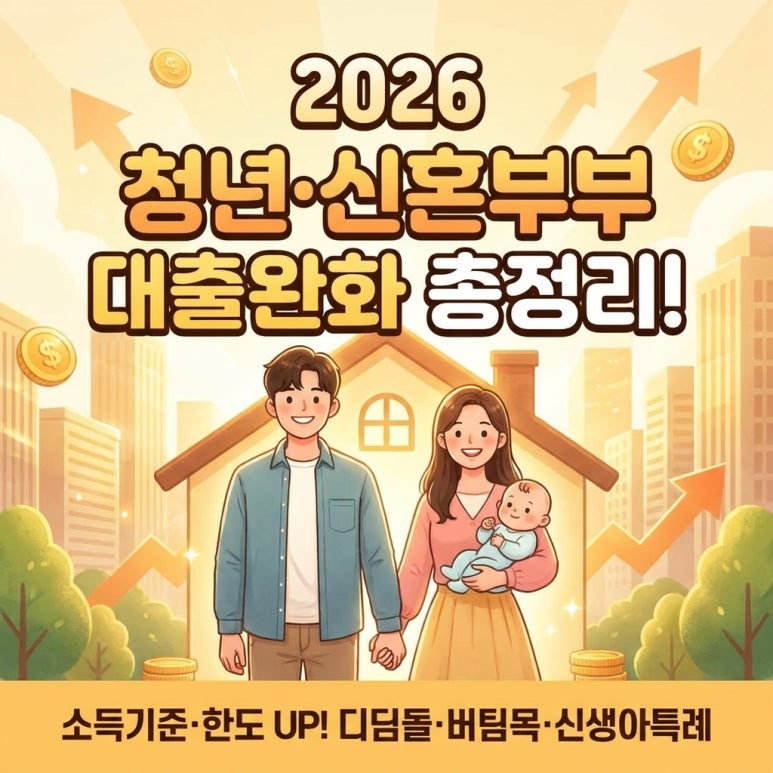 2026 신혼부부 주택담보대출 완벽 가이드 : 디딤돌 8,500만 원·버팀목 7,500만 원 소득기준 2배 ....