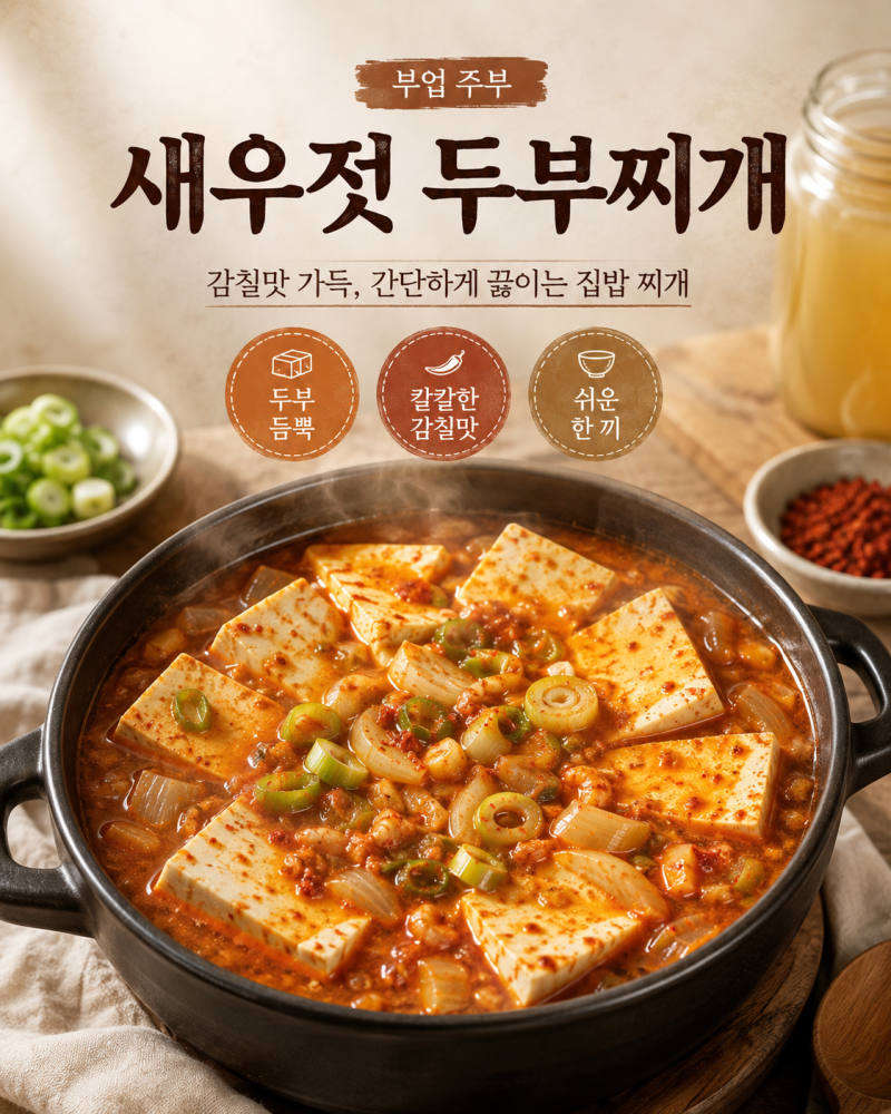 새우젓 두부찌개 끓이는 법 칼칼하고 감칠맛 좋은 초간단 집밥