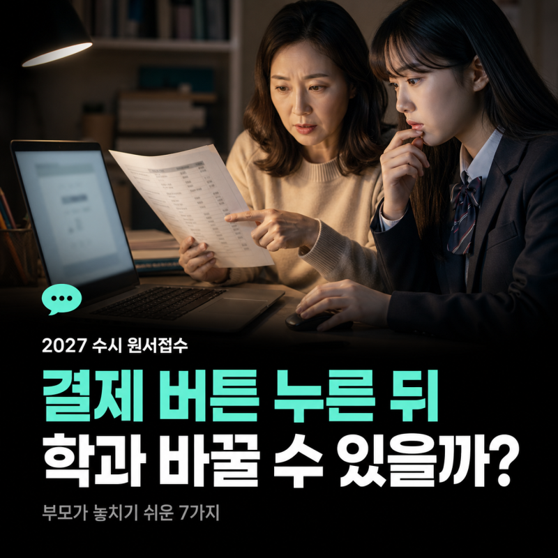 수시 원서 결제하고 학과 바꿀 수 있을까? 결제 전 꼭 다시 봐야 하는 이유