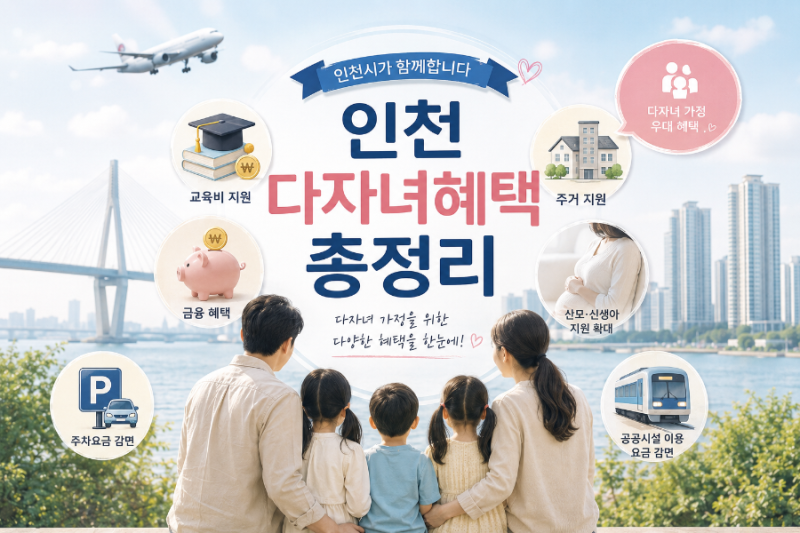 인천 맘들 필수 체크! 인천 다자녀 혜택 완벽 정리 (2자녀부터 집중!)