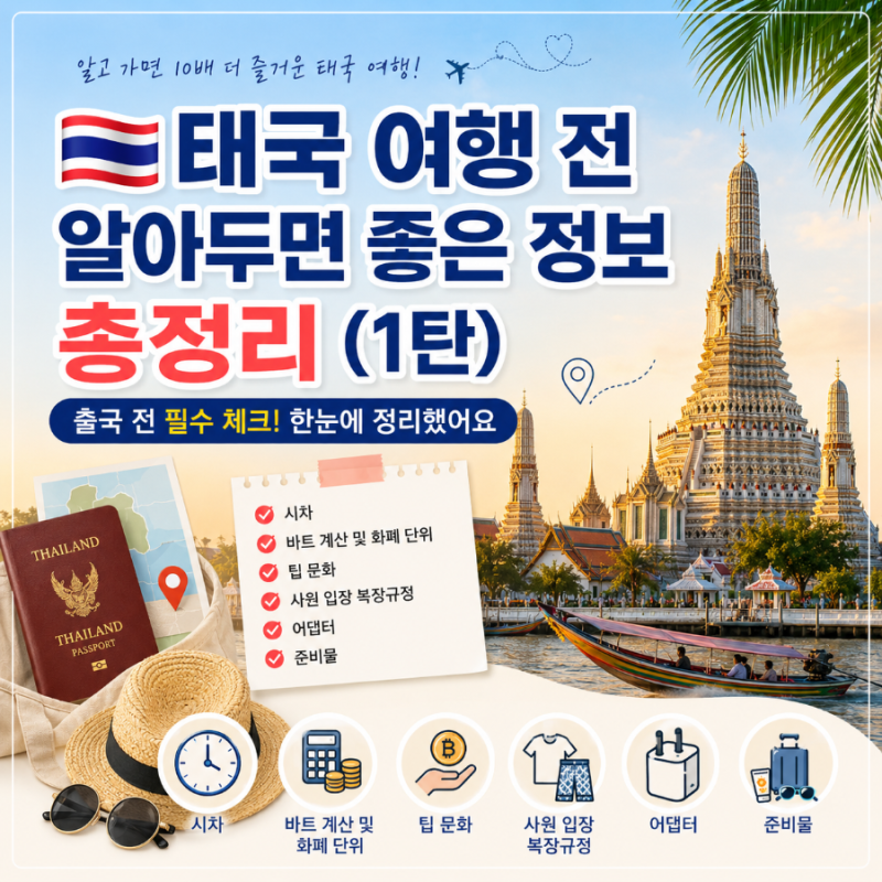 태국 여행 준비 | 태국 여행 전 알아두면 좋은 정보 총정리 1탄 | 태국 기본정보 | 시차, 바트 ....