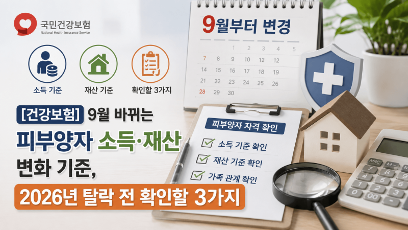 [건강보험] 9월 바뀌는 피부양자 소득·재산 변화 기준, 2026년 탈락 전 확인할 3가지