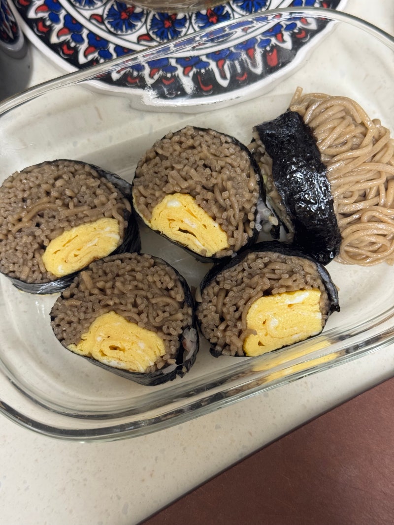 다이어트 식단 메밀면김밥 만들기 레시피 (메밀면 계란 김밥)