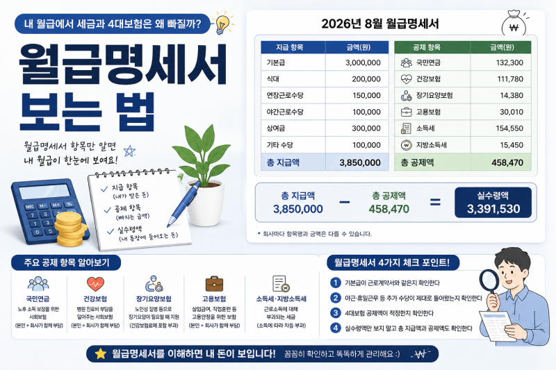 월급명세서 보는 법｜내 월급에서 세금과 4대보험은 왜 빠질까?