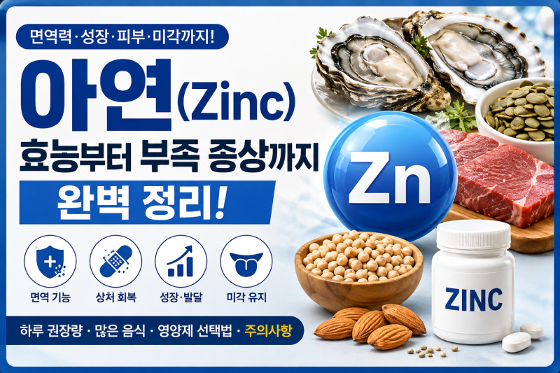 아연 효능부터 부족 증상까지, 하루 권장량과 많은 음식 총정리