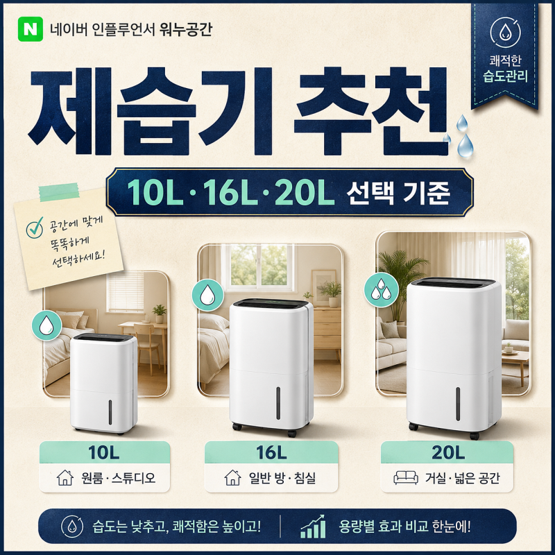 제습기 추천, 원룸과 거실은 다르다 10L·16L·20L 선택 기준