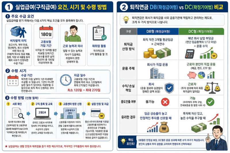 2027년 퇴직자/ 실업급여/퇴직연금 DB DC 수급시기/요건/금액등 개편된 내용 정리