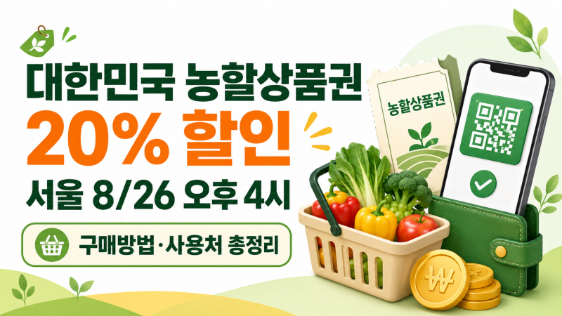 2026 농할상품권 20% 할인! 서울 8월 26일 발행시간·구매방법·사용처 총정리