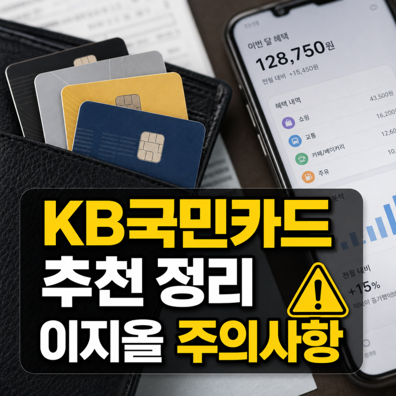 KB국민카드 추천 정리, 청춘대로·톡톡카드와 이지올 주의사항