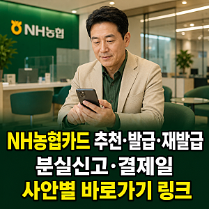 NH농협카드 추천 발급 재발급 분실신고 결제일 사안별 바로가기 링크