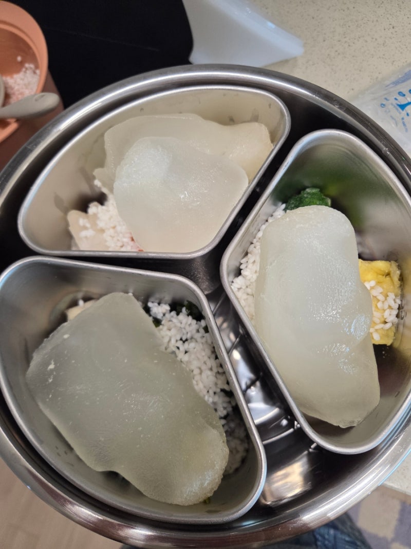 쿠쿠 스피드팟+꿈비 스텐 칸막이로 만드는 변비 탈출 맛도리 후기이유식