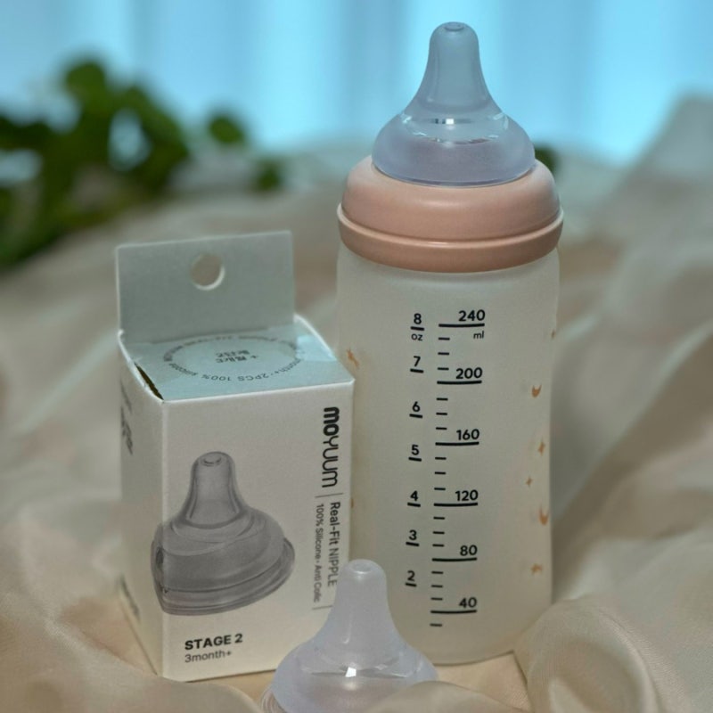 모윰 유리젖병 추천, 실리콘 코팅이라 안전한 트윙클 에디션 신생아 젖병