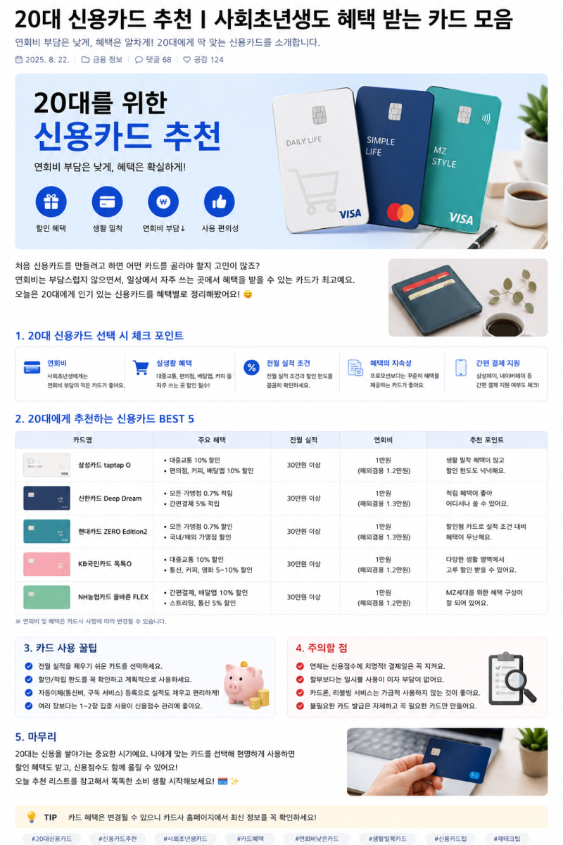 20대 신용카드 추천