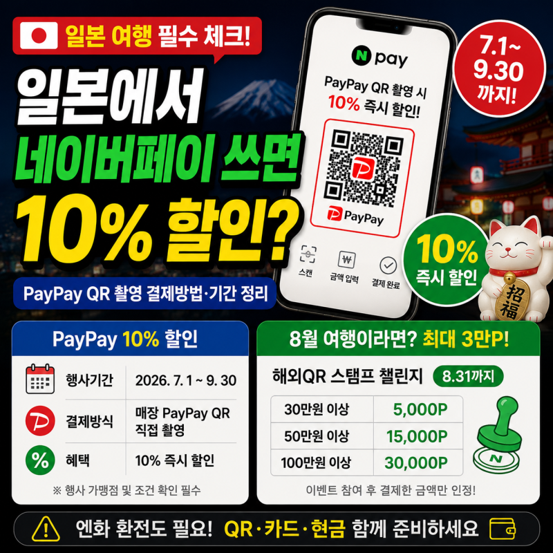 일본에서 네이버페이 쓰면 10% 할인? PayPay 결제방법·기간 정리