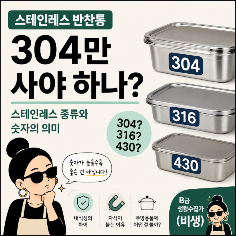 스테인레스 반찬통 304만 사야 하나? 숫자 높으면 더 좋은 걸까?